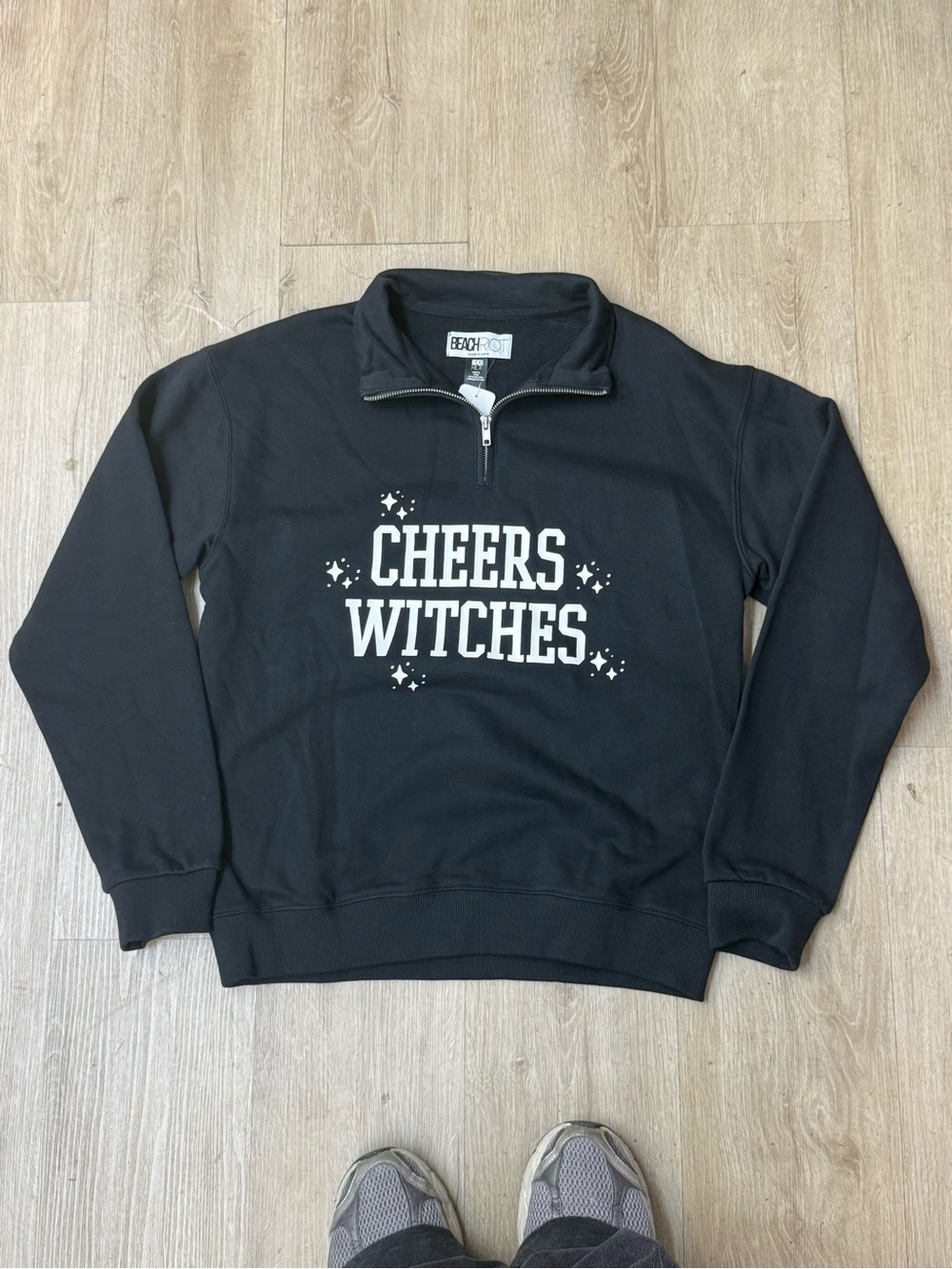 BEACH RIOT Black Halloween Pullover Quarter Zip Whimsigoth Loungewear Sz S